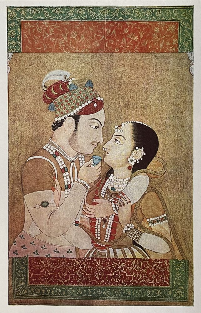 Liebespaar am Fenster (Anfang 18. Jh.) Indische Miniatur der persischen Zeit – Deckfarben auf Papier, 13,5 x 21 cmBerlin, Staatliche Museen, Islamisches MuseumBerlin, Staatliche Museen, Islamisches Museum