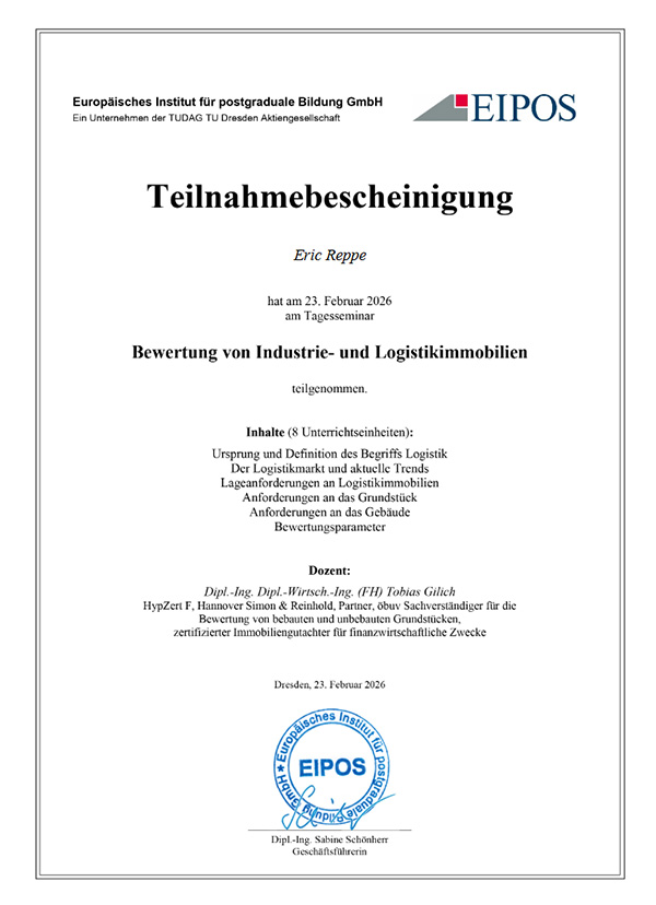 Bewertung von Logistikimmobilien - Eric Reppe