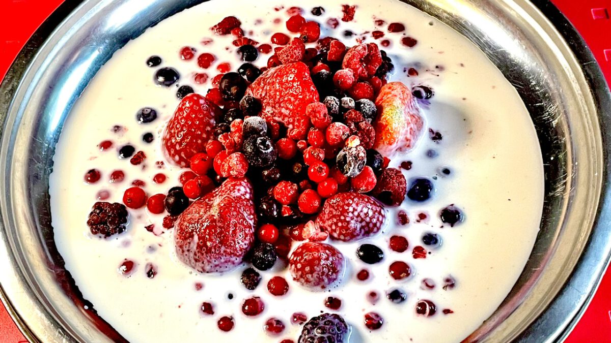 Rote Beeren im Milch-Honig-Ozean